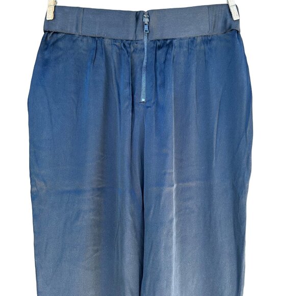 Alice + Olivia By Stacey Bendet Navy Satin High-Waisted Tapered Pants Womens Siz - Picture 7 of 9